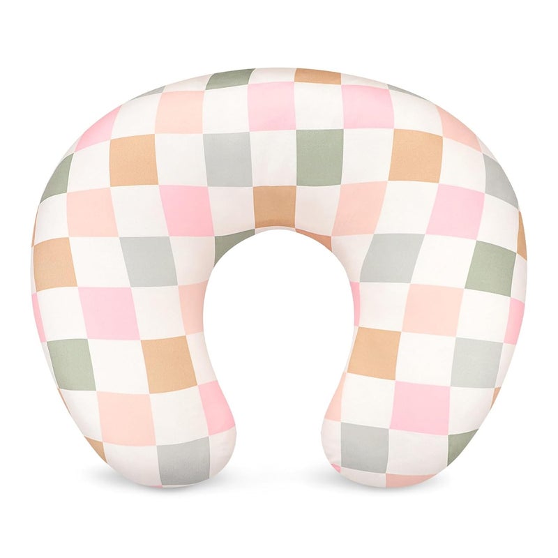 DILIMI Nursing Pillow Cover, Stretchy Removable Case for Breastfeeding Pillows, Ultra Soft Comfortable Slipcover for Baby Girl and Boy, Colorful Checkerboard - Image 1